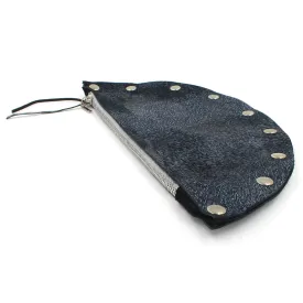 Handmade Navy Blue Half Moon Leather Clutch