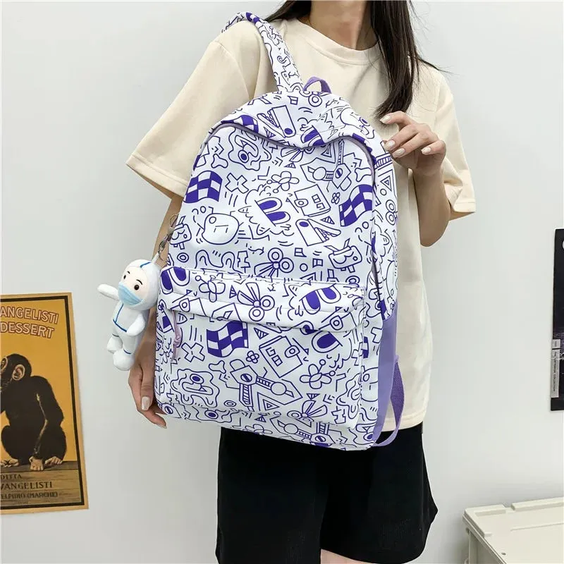 Large Capacity Graffiti Waterproof Backpack and Bags