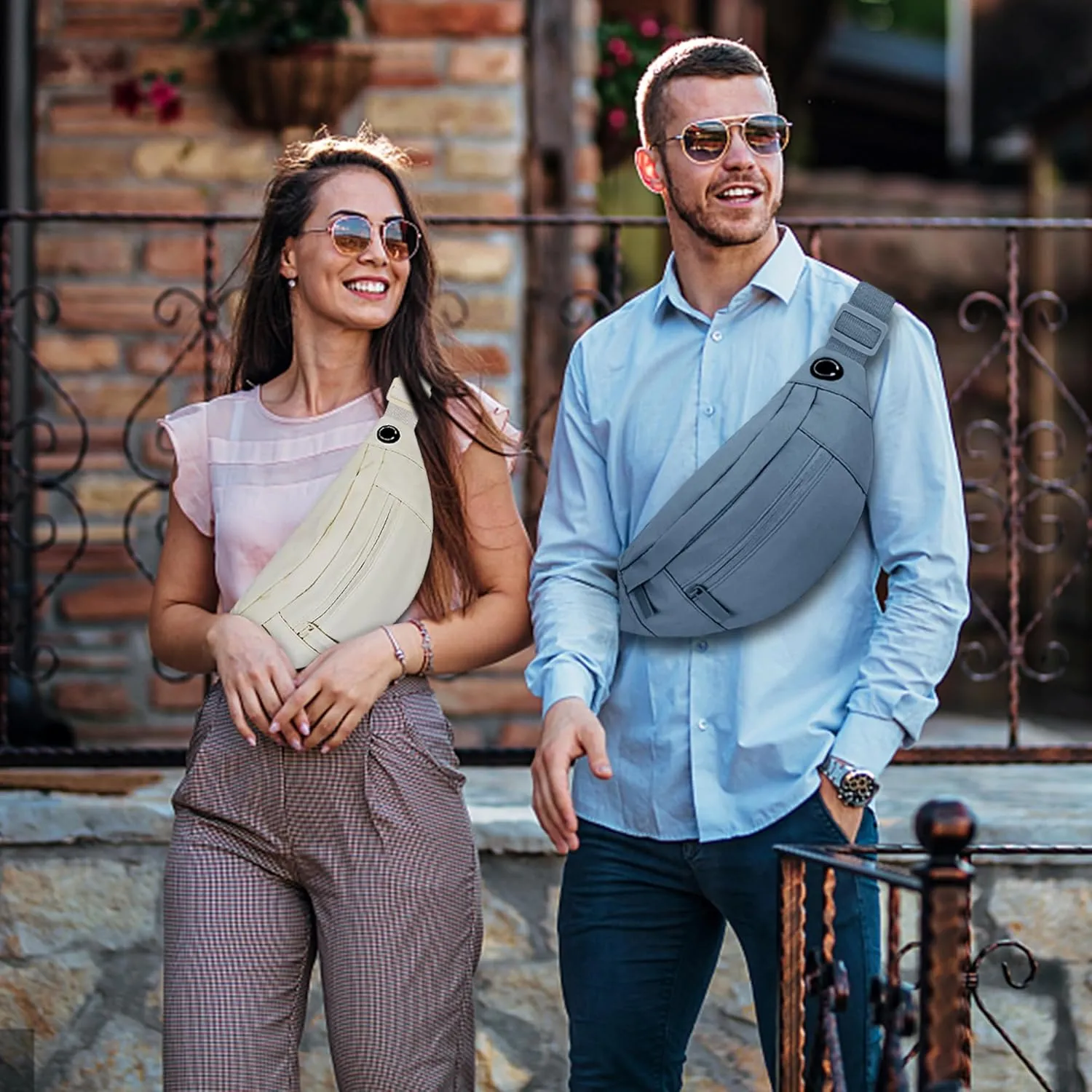 Large Fanny Pack For Women And Man Crossbody Bag Cross body Bag With Adjustable Strap For Travel Running Hiking Walking Workout Deep Grey