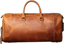 Leather Duffel Bag for Men,s out door sports gym holdall full grain rustic travel cabin fit hand luggage with shoe comparment, 24 inch, crazy0112