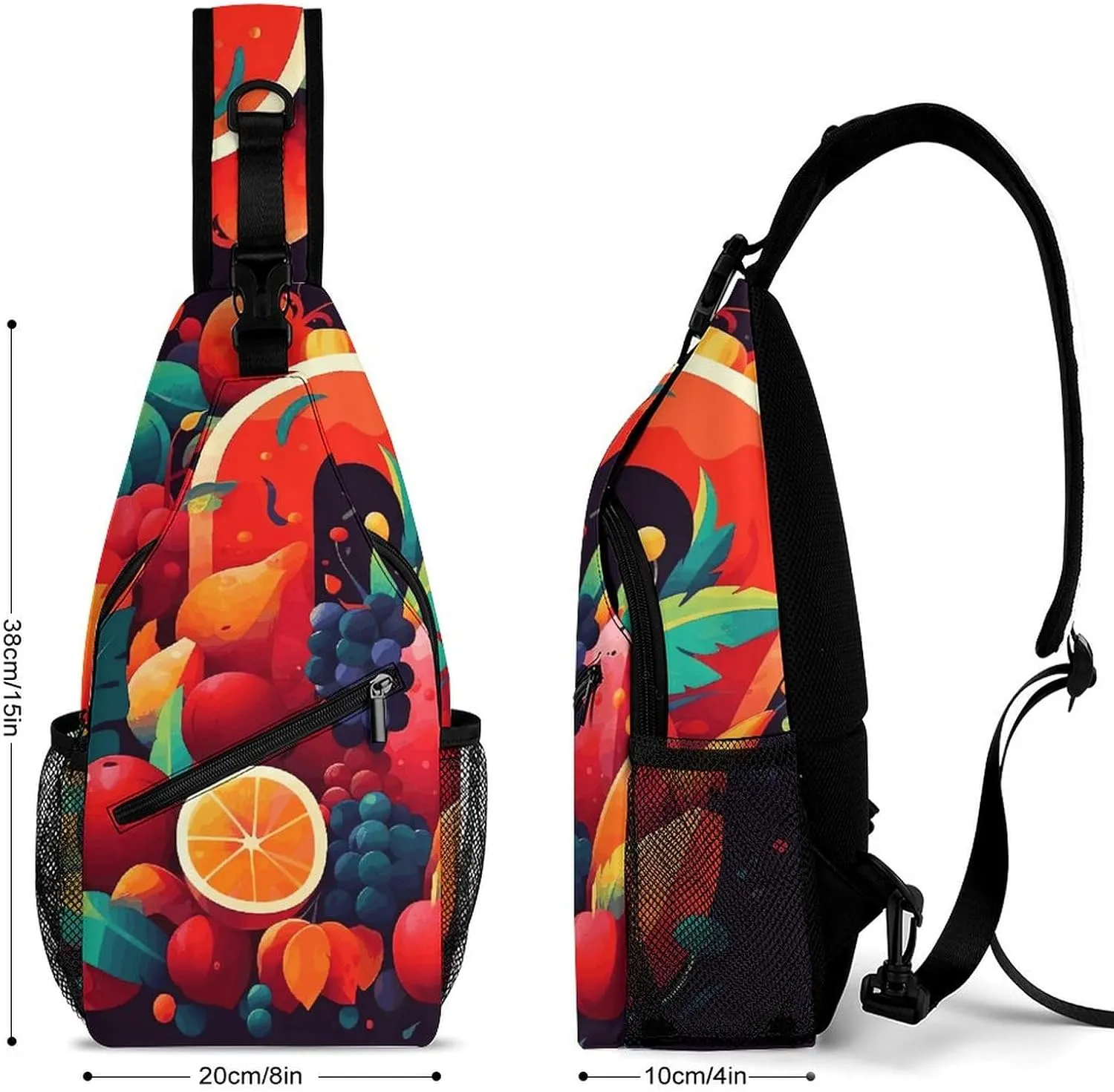 Lightweight Chest Bag Crossbody Bag Colorful Fruits And Vegetables Sling Backpack for Women Men Sports Travel