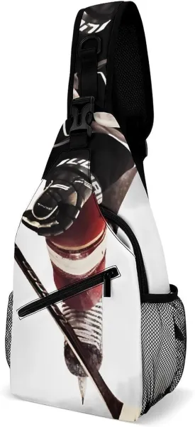Lightweight Chest Bag Crossbody Bag Ice Hockey Pattern Sling Backpack for Women Men Sports Travel