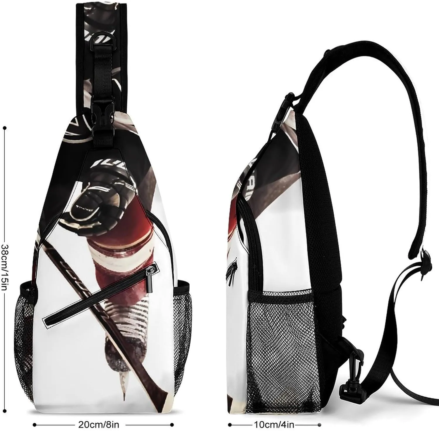 Lightweight Chest Bag Crossbody Bag Ice Hockey Pattern Sling Backpack for Women Men Sports Travel