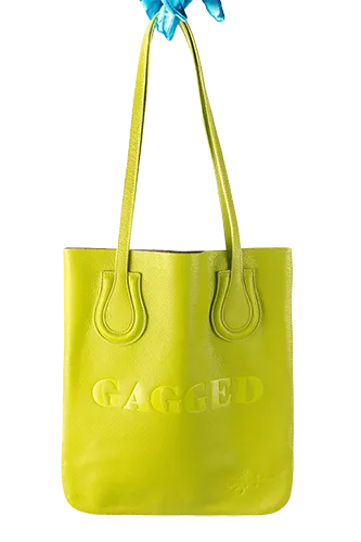 Lime Embossed Leather "Labeled" Tote