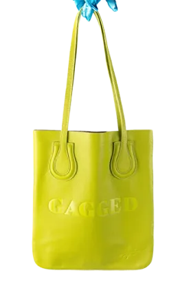 Lime Embossed Leather "Labeled" Tote