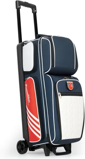MANUEKLEAR 3 Ball Bowling Bags with Wheels, Bowling Ball Bag 3 Ball Roller with Accessory Pockets and Shoe Compartment