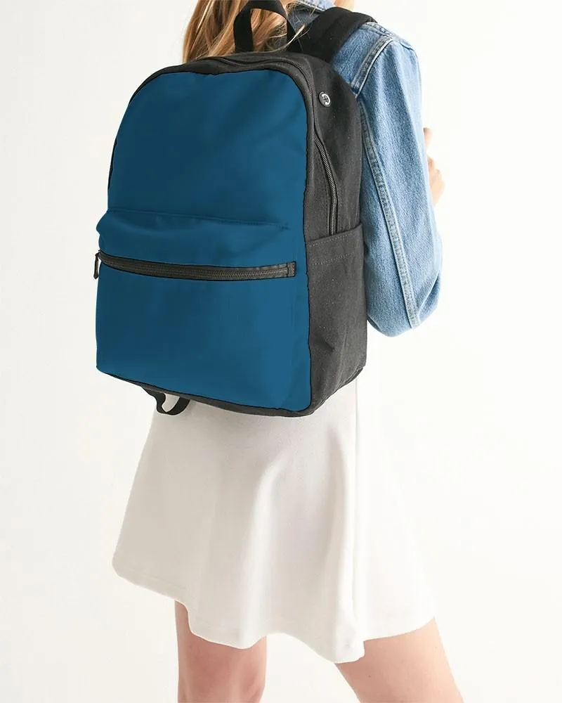 Medium Dark Blue Cyan Canvas Backpack | Medium Dark Pure Blue Cyan | C100M25Y0K60