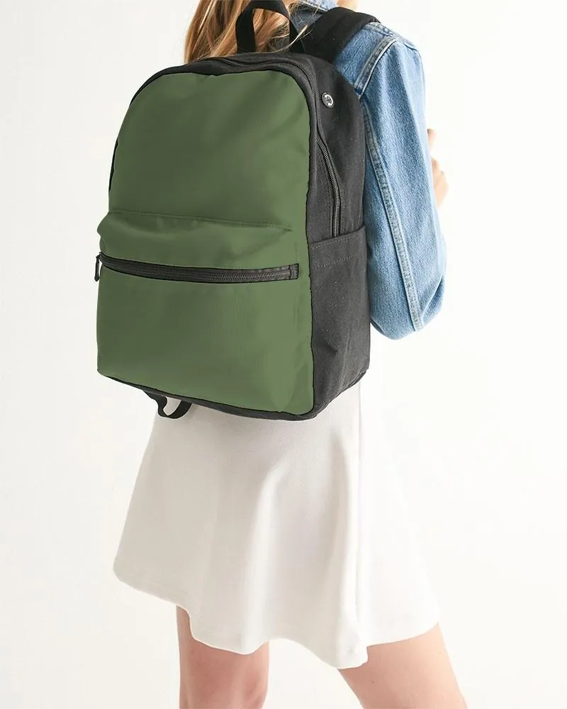Medium Dark Warm Green Canvas Backpack | Medium Dark Pastel Warm Green | C30M0Y60K60