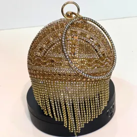 Metallic Gemstone Ball Clutch