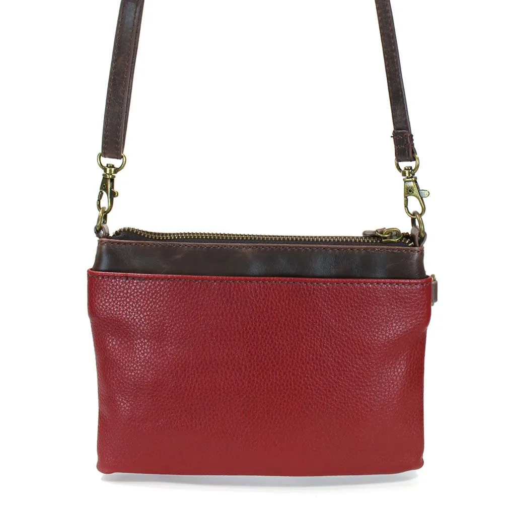 Mini Crossbody - Teal Pawprint (Burgundy)