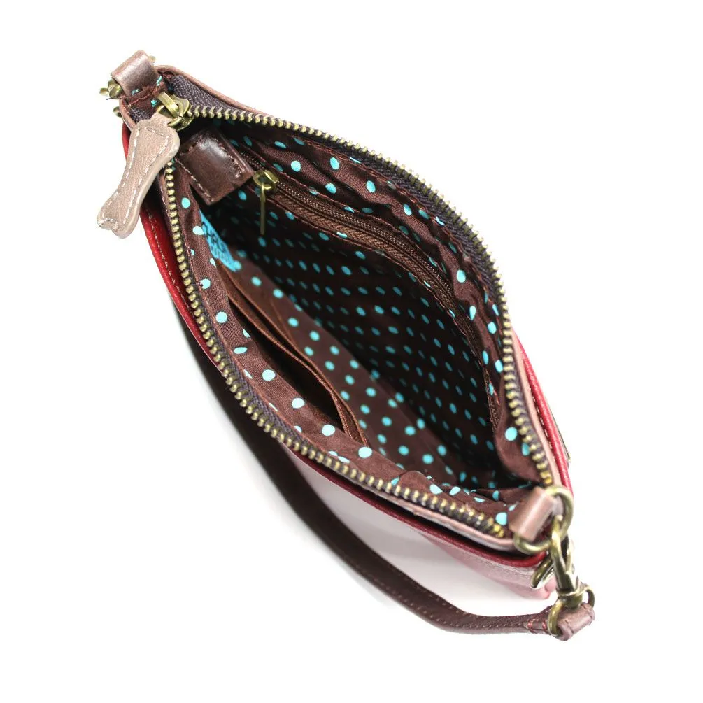 Mini Crossbody - Teal Pawprint (Burgundy)