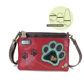 Mini Crossbody - Teal Pawprint (Burgundy)