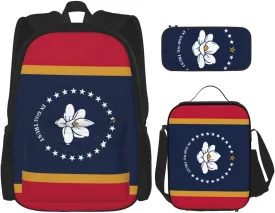 Mississippi State Flag Print Pencil Case Lightweight Casual Fashion Backpack Lunch Bag Large Capacity Travel Bag Mississippi State Flag Print Pencil Case Lightweight Casual Fashion Backpack Lunch Bag Large Capacity Travel Bag