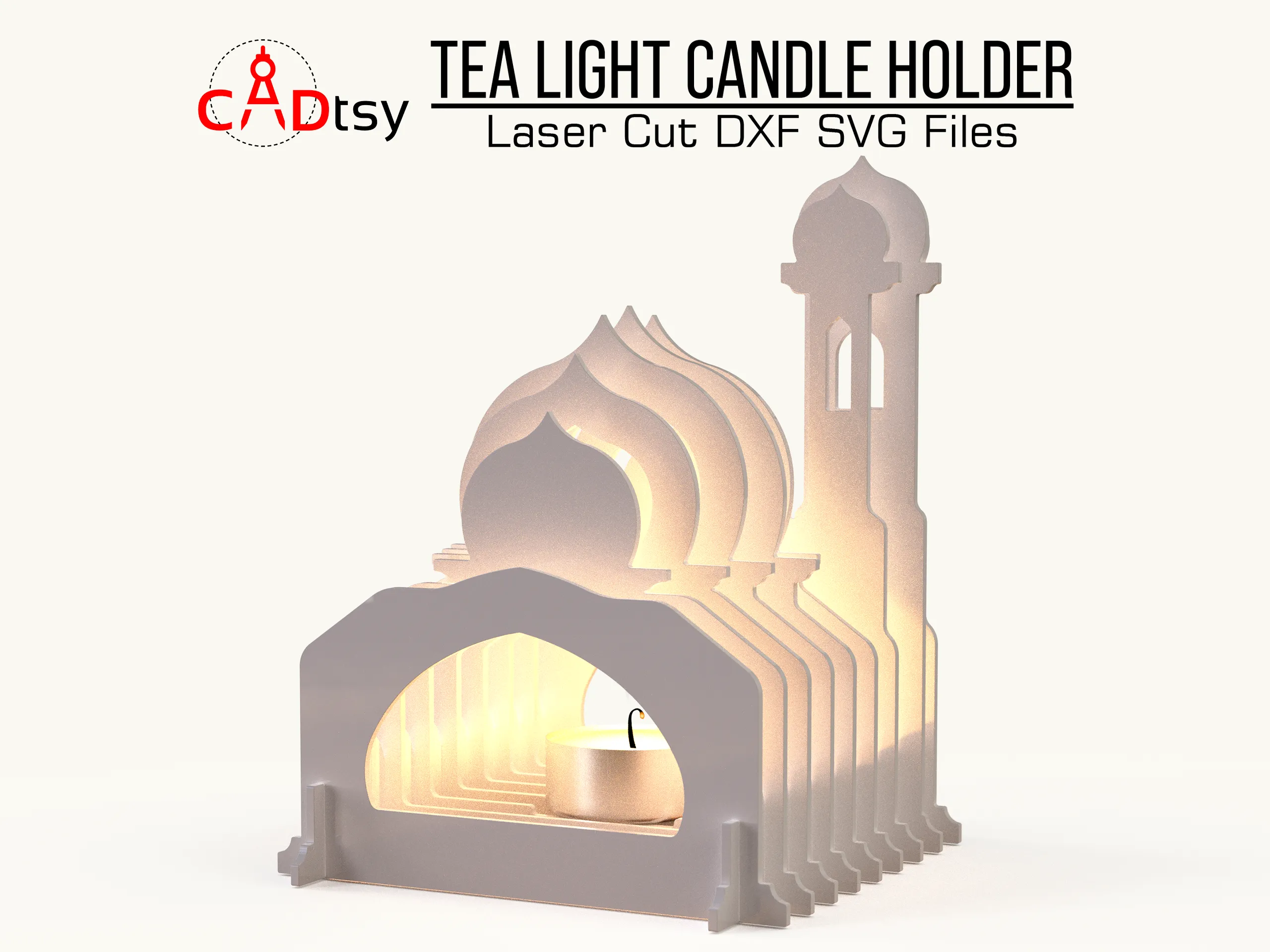 Mosque Tea Light Candle Holder SVG DXF Files | Laser Cut Lantern Design for Glowforge and Cricut