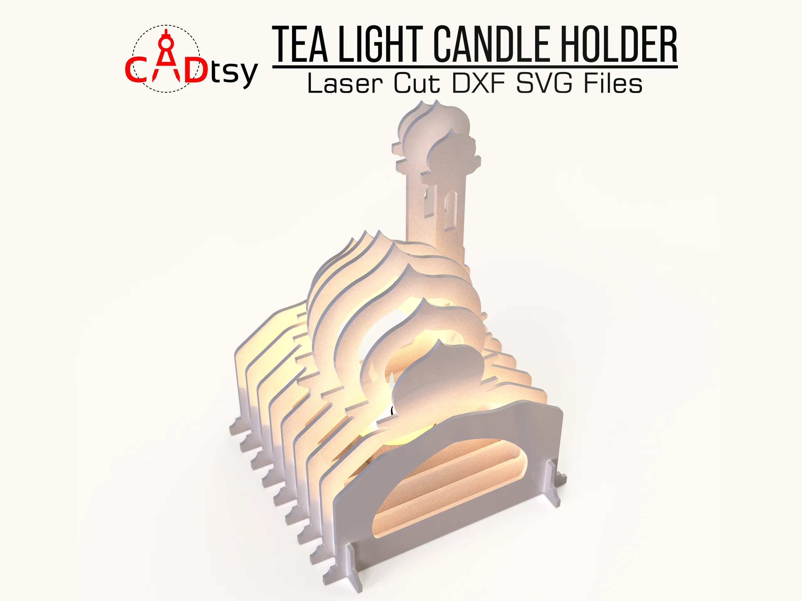 Mosque Tea Light Candle Holder SVG DXF Files | Laser Cut Lantern Design for Glowforge and Cricut