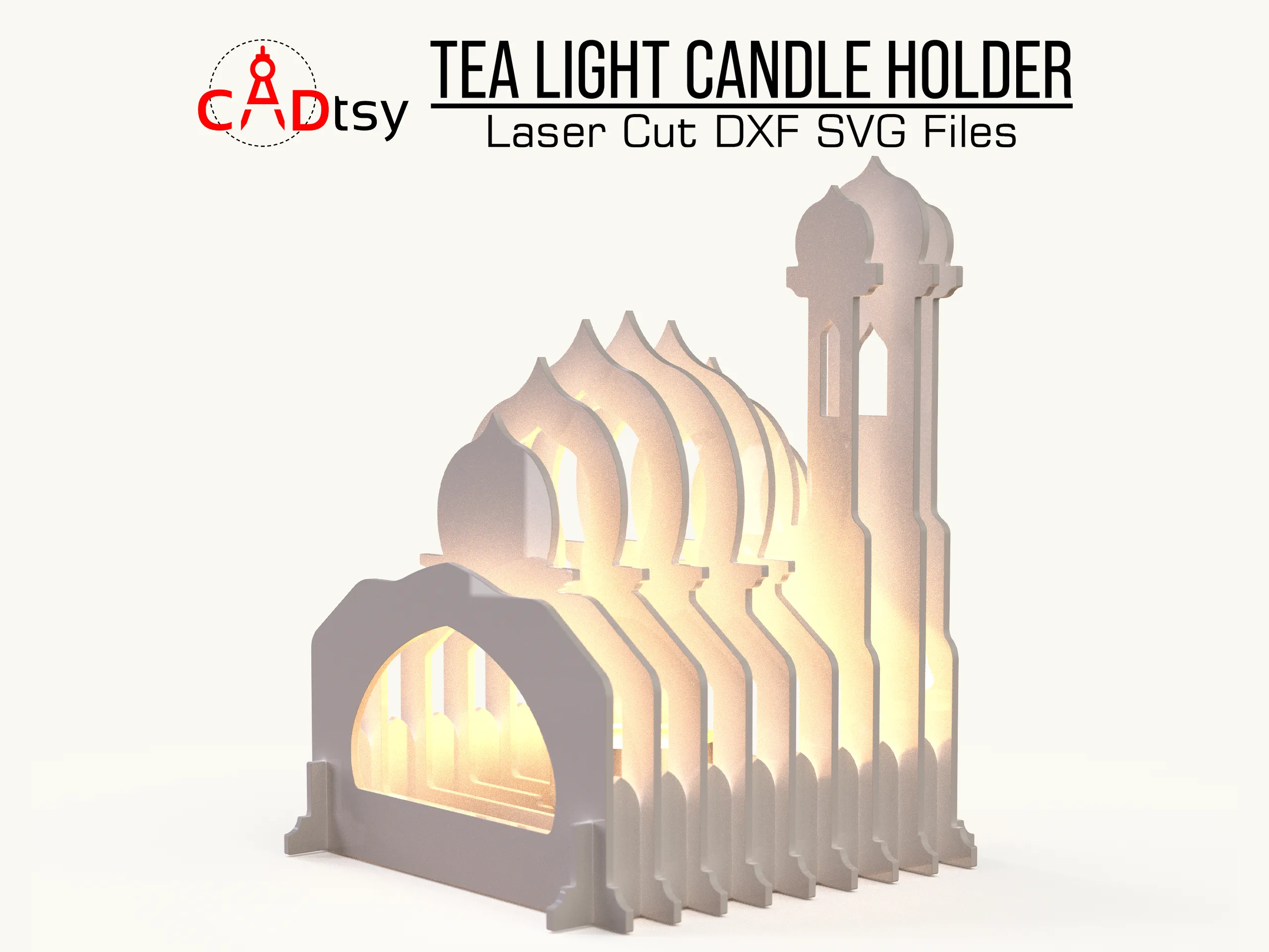 Mosque Tea Light Candle Holder SVG DXF Files | Laser Cut Lantern Design for Glowforge and Cricut