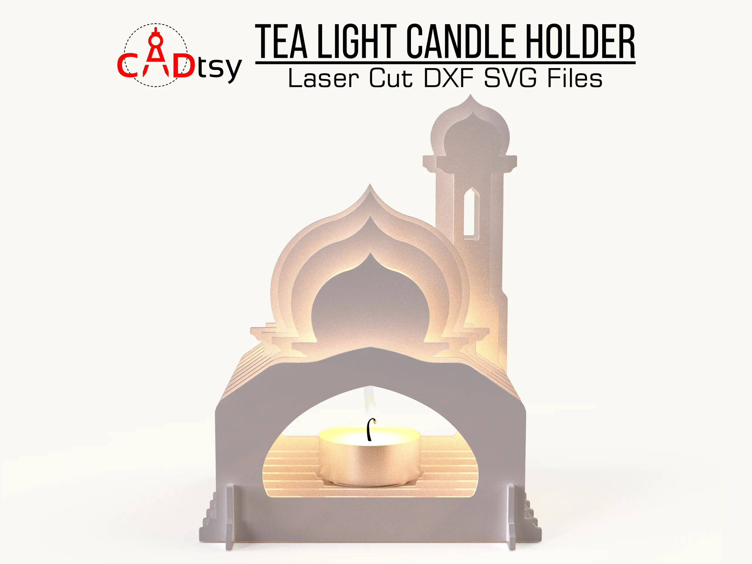Mosque Tea Light Candle Holder SVG DXF Files | Laser Cut Lantern Design for Glowforge and Cricut