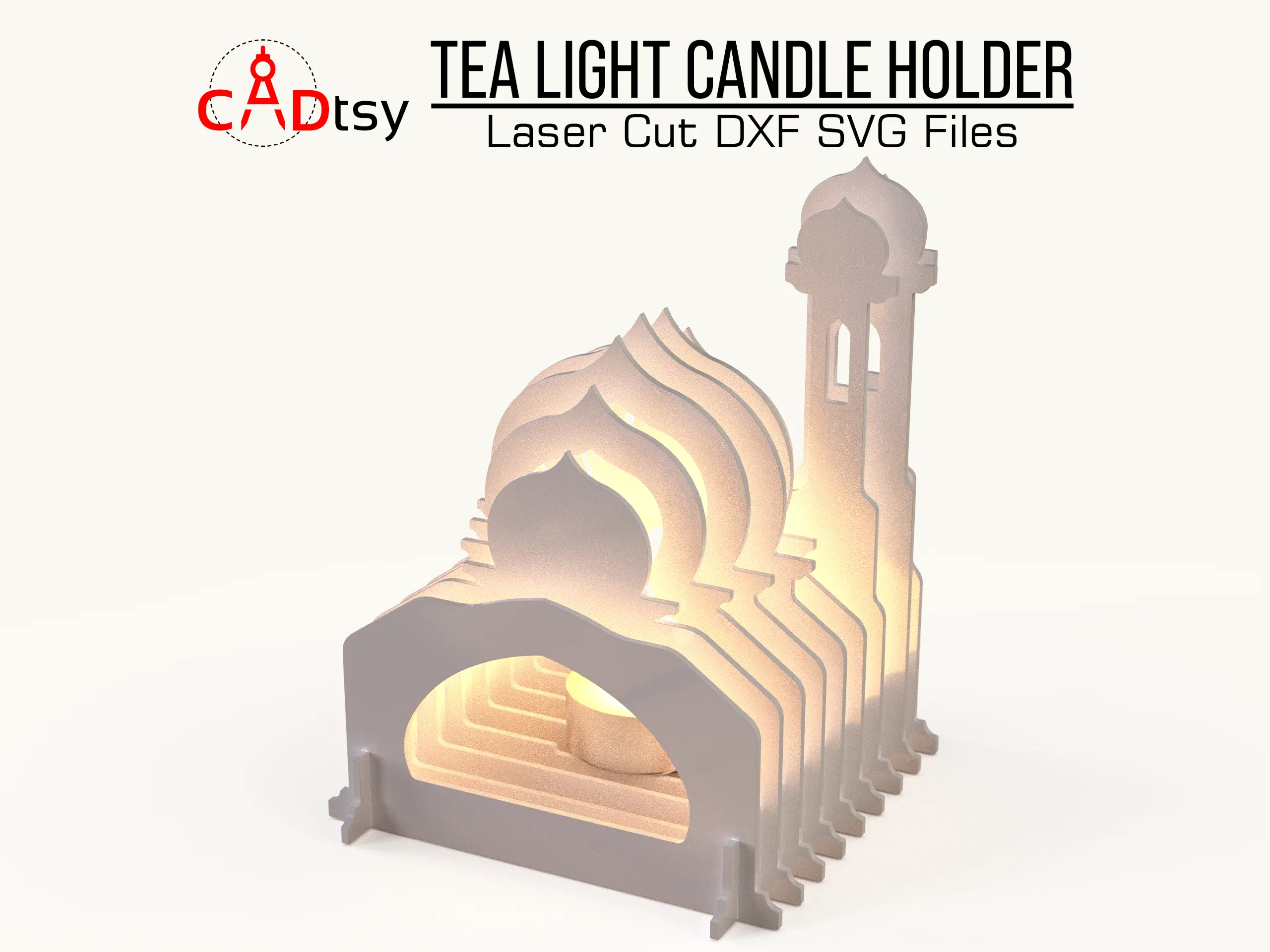 Mosque Tea Light Candle Holder SVG DXF Files | Laser Cut Lantern Design for Glowforge and Cricut