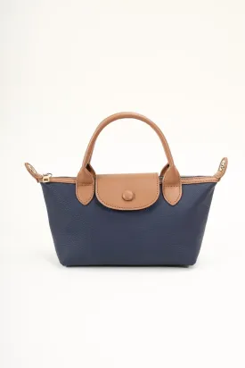 Navy Mini Leather Shopper