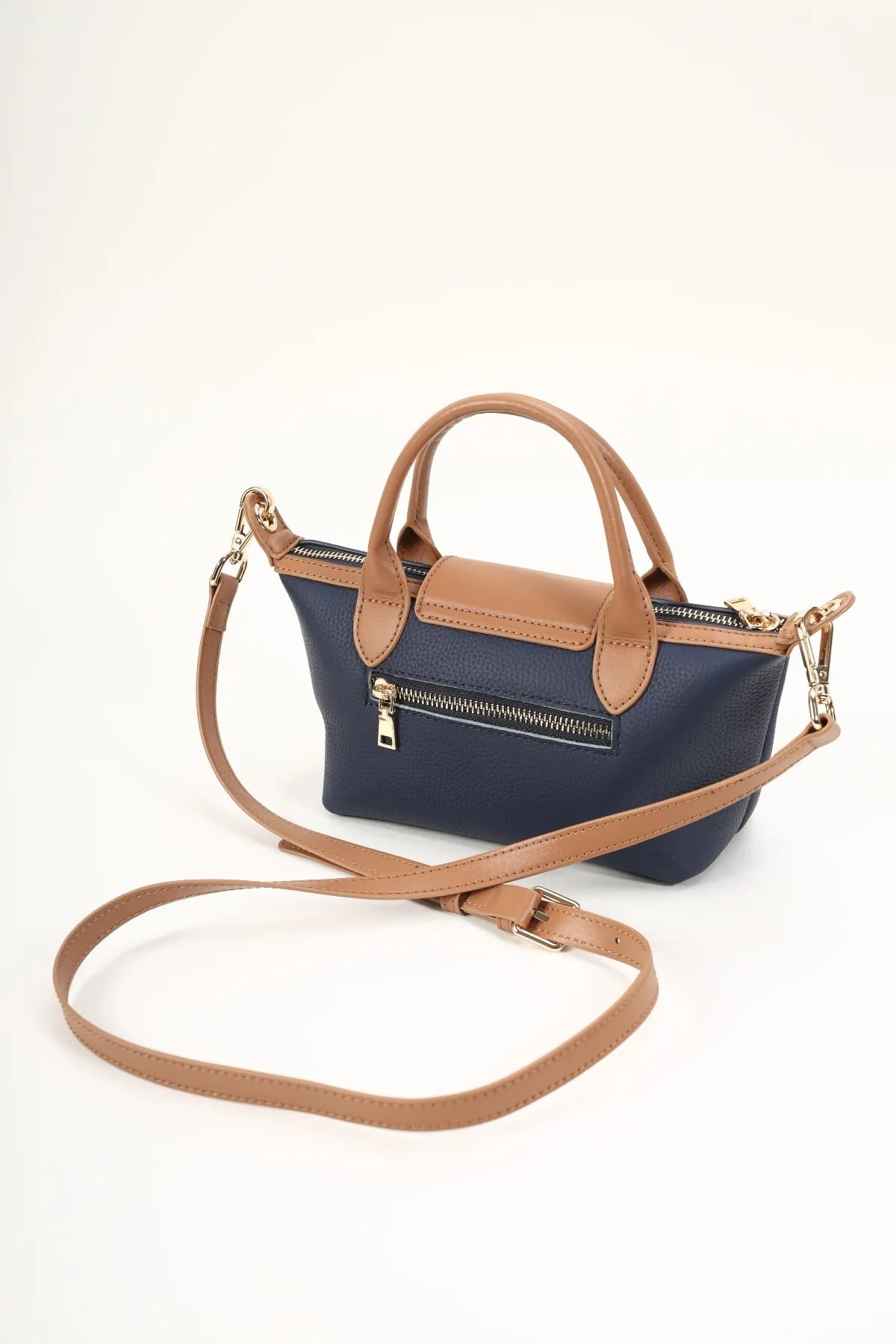 Navy Mini Leather Shopper