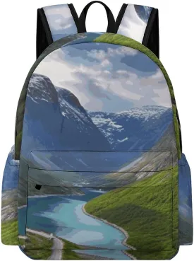 Norwegian Fjords Backpack Large Capacity Laptop Backpack Lightweight Casual Daypack Travel Bag