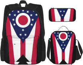 Ohio State Flag Print Pencil Case Lightweight Casual Fashion Backpack Lunch Bag Large Capacity Travel Bag Ohio State Flag Print Pencil Case Lightweight Casual Fashion Backpack Lunch Bag Large Capacity Travel Bag