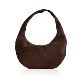 Ophelia Suede Leather Shoulder Bag - Chocolate