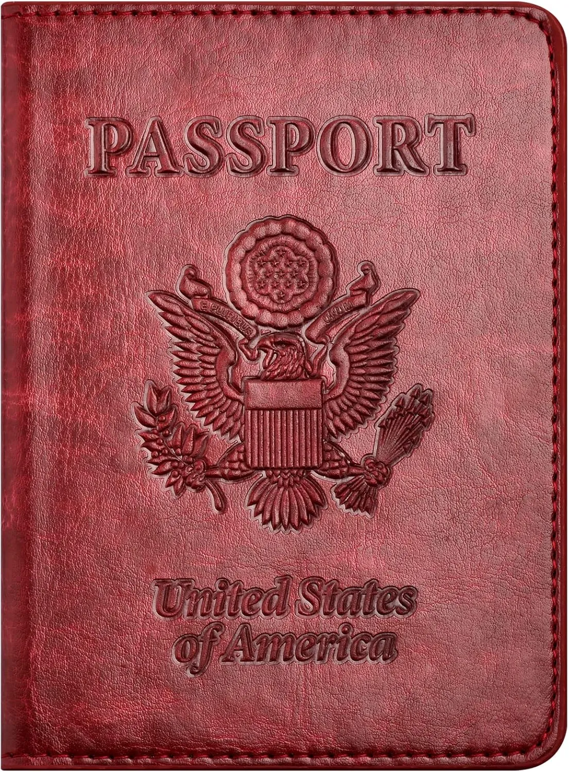 Passport and Vaccine Card Holder Combo with Vaccine Card Slot, Passport Wallet/ Cover/Case/Holder for Women and MenAC-Wine red