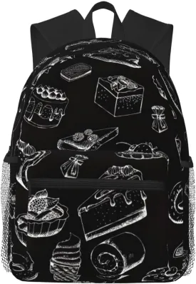 Pastries On Chalkboard Large Computer Bag Backpack Cute Bookbag,Casual Daypack Backpack Cool Backpack with Pocket Pastries On Chalkboard Large Computer Bag Backpack Cute Bookbag,Casual Daypack Backpack Cool Backpack with Pocket