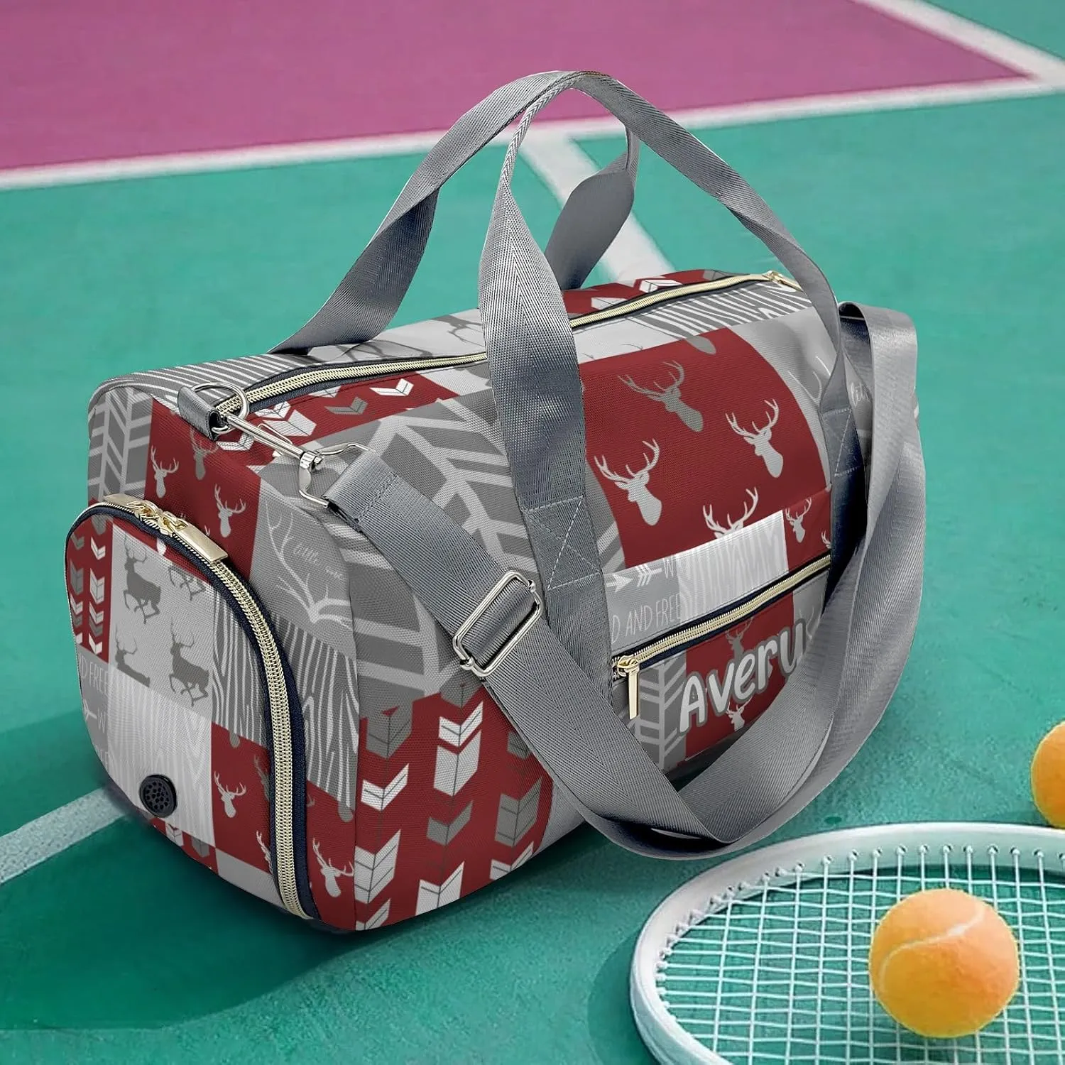Personalized Woodland Animal Deer Customized Multi-functional Handbag Travel Bag, Unisex Portable Travel Bag, Sports and Fitness Duffel Bag, Short Trip Storage Bag