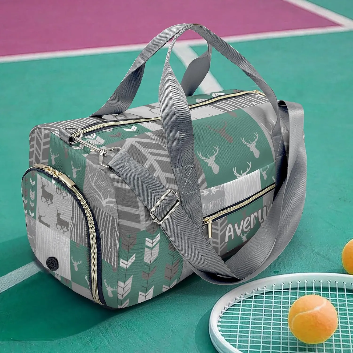 Personalized Woodland Animal Deer Customized Multi-functional Handbag Travel Bag, Unisex Portable Travel Bag, Sports and Fitness Duffel Bag, Short Trip Storage Bag