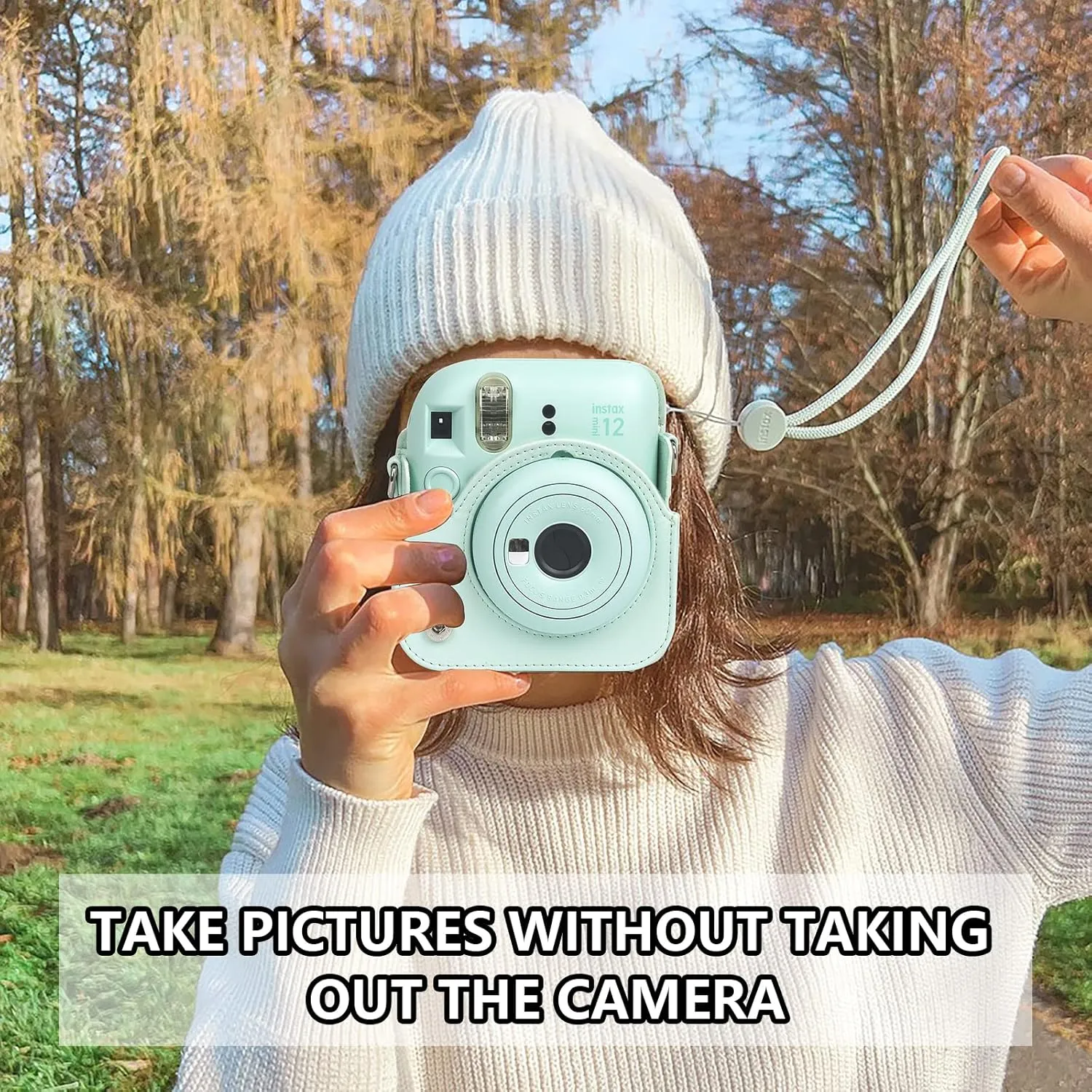 Protective Case for Fujifilm Instax Mini 12 Instant Camera -with Light-Sensitive Holes, Lower Right Lens Fit, Specially Designed for Mini 12 Camera (Mint Green)