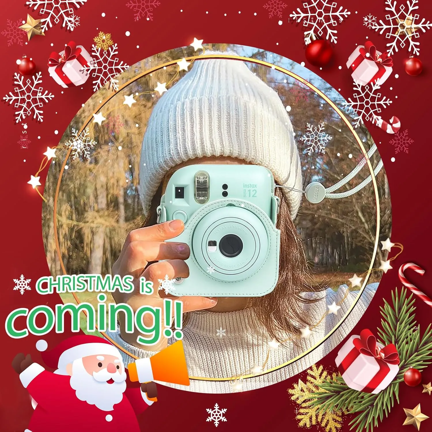 Protective Case for Fujifilm Instax Mini 12 Instant Camera -with Light-Sensitive Holes, Lower Right Lens Fit, Specially Designed for Mini 12 Camera (Mint Green)