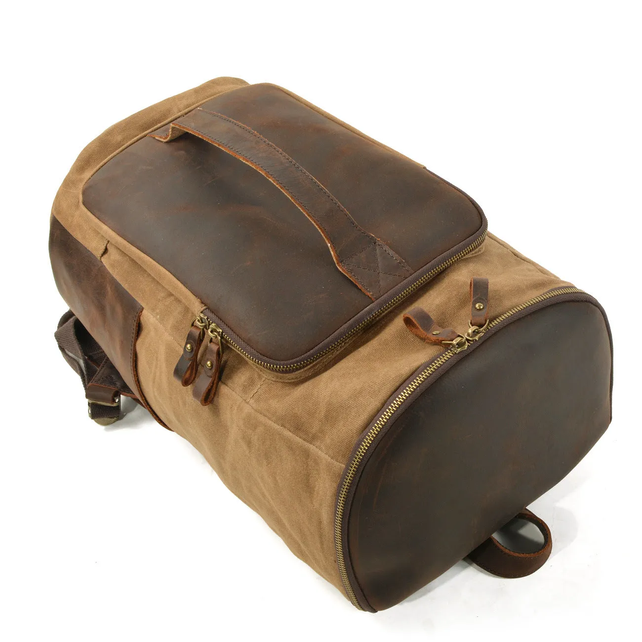 Roomy Capacity Leather Canvas Backpack 6139