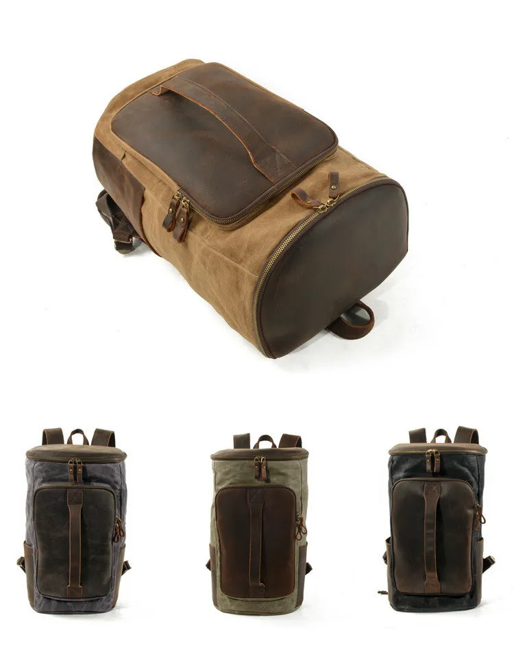 Roomy Capacity Leather Canvas Backpack 6139