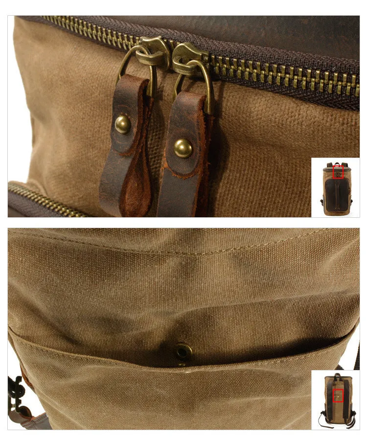 Roomy Capacity Leather Canvas Backpack 6139