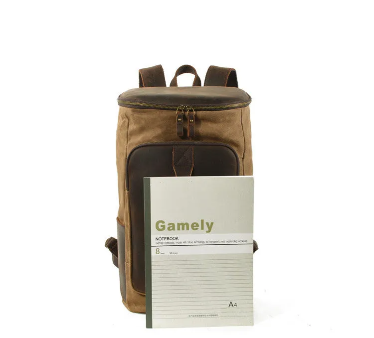 Roomy Capacity Leather Canvas Backpack 6139