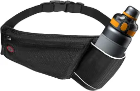 Running Belt with Water Bottle Holder, Runners Waist Hydration Belts for Men and Women, Fanny Bag for Running, Walking and Marathon, Heavy Duty Materials