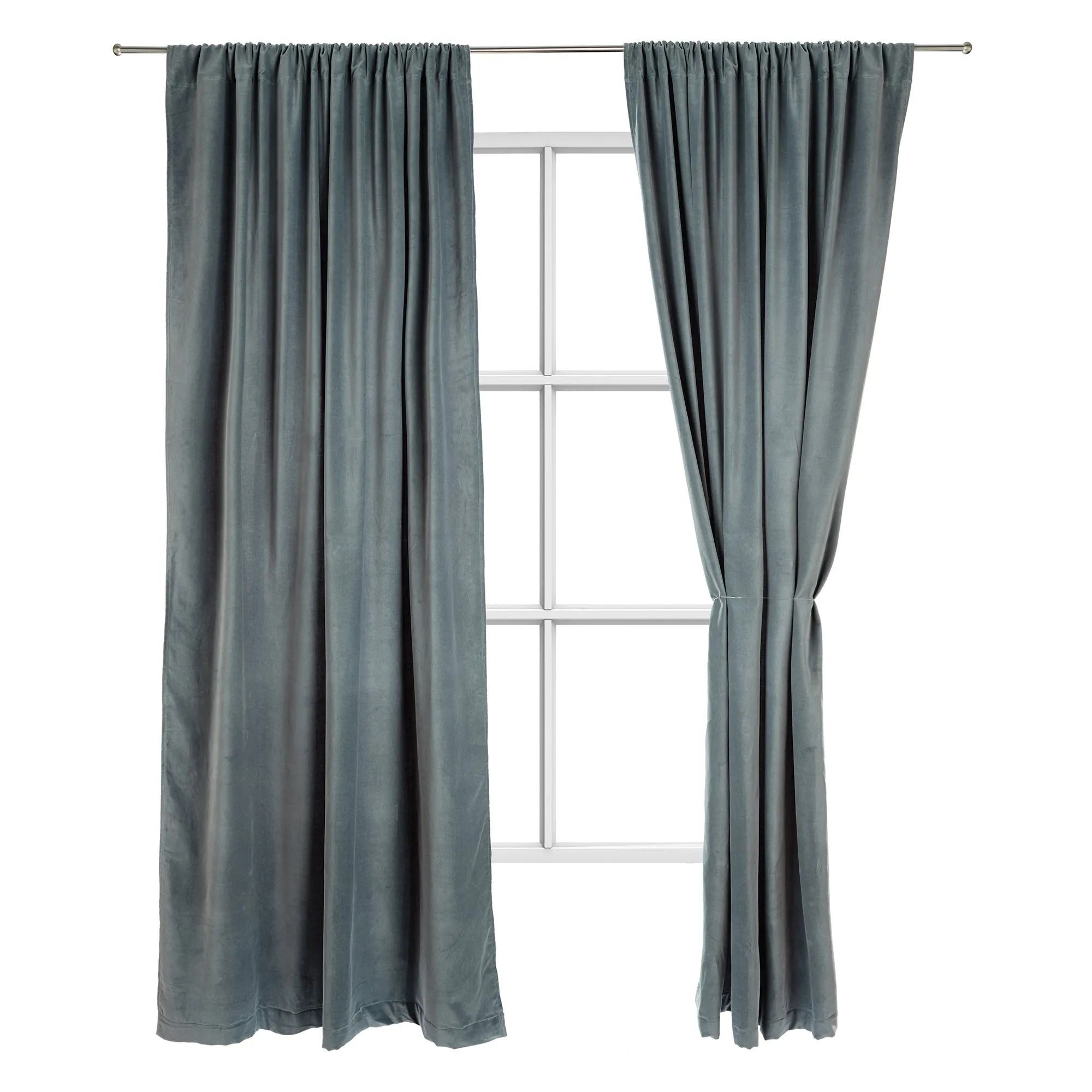Samana Velvet Curtain Set [Green grey]