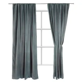 Samana Velvet Curtain Set [Green grey]