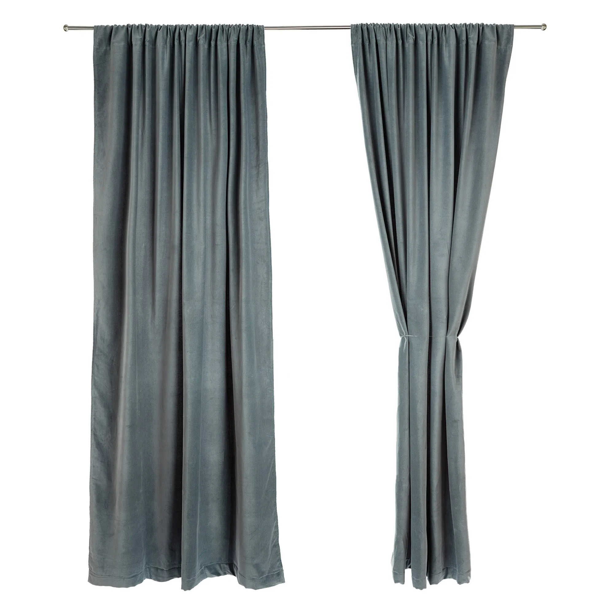 Samana Velvet Curtain Set [Green grey]