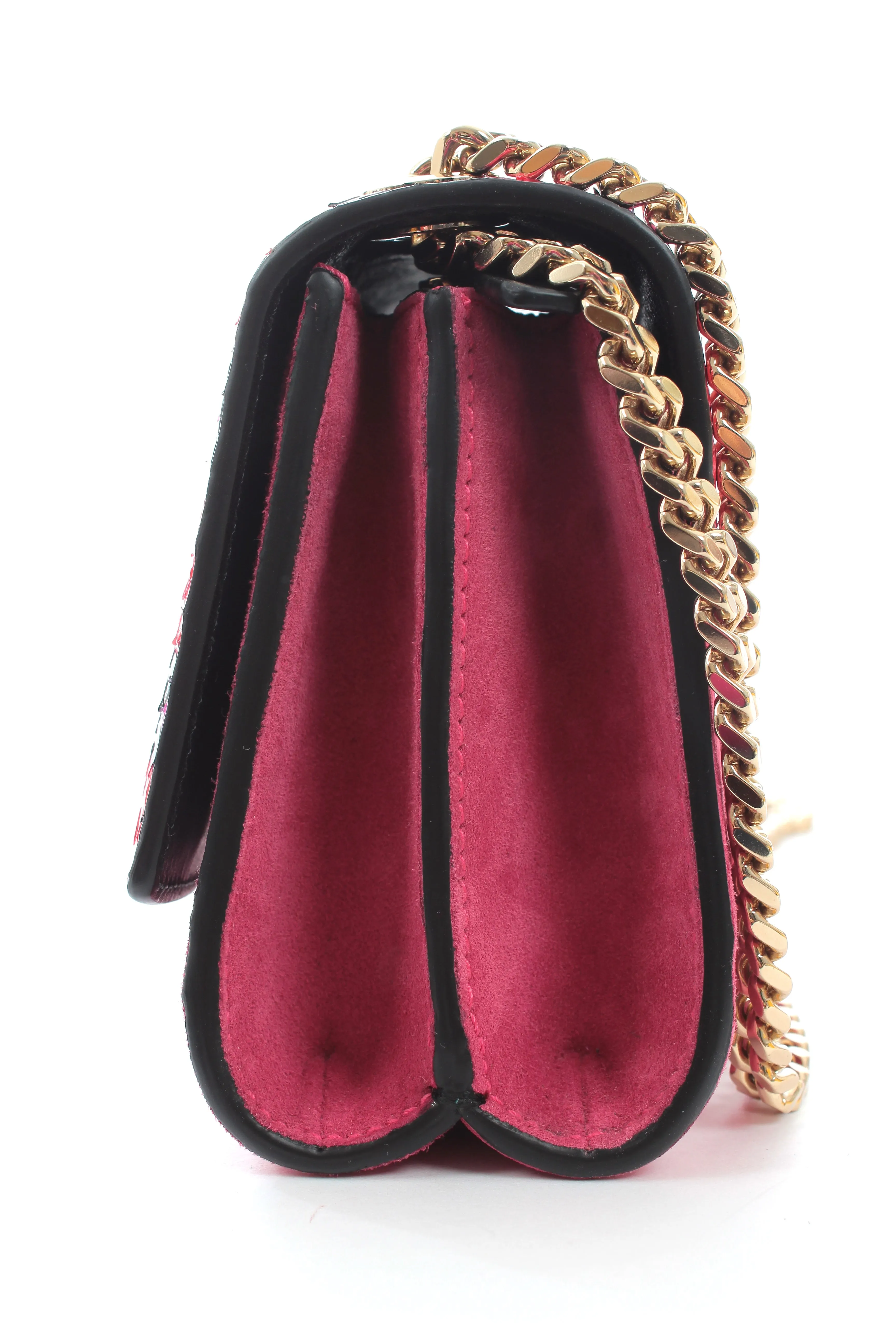 Sergio Rossi Leopard Print Python and Suede Chain Shoulder Bag