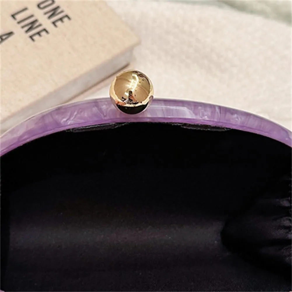Shiny Acrylic Shell Shaped Handbags for Women Metallic Chain Marble Crossbody Bag Clutch Purse for Wedding Party