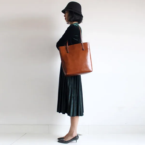 Simple Leather Tote Bag Shoulder Bag for Women