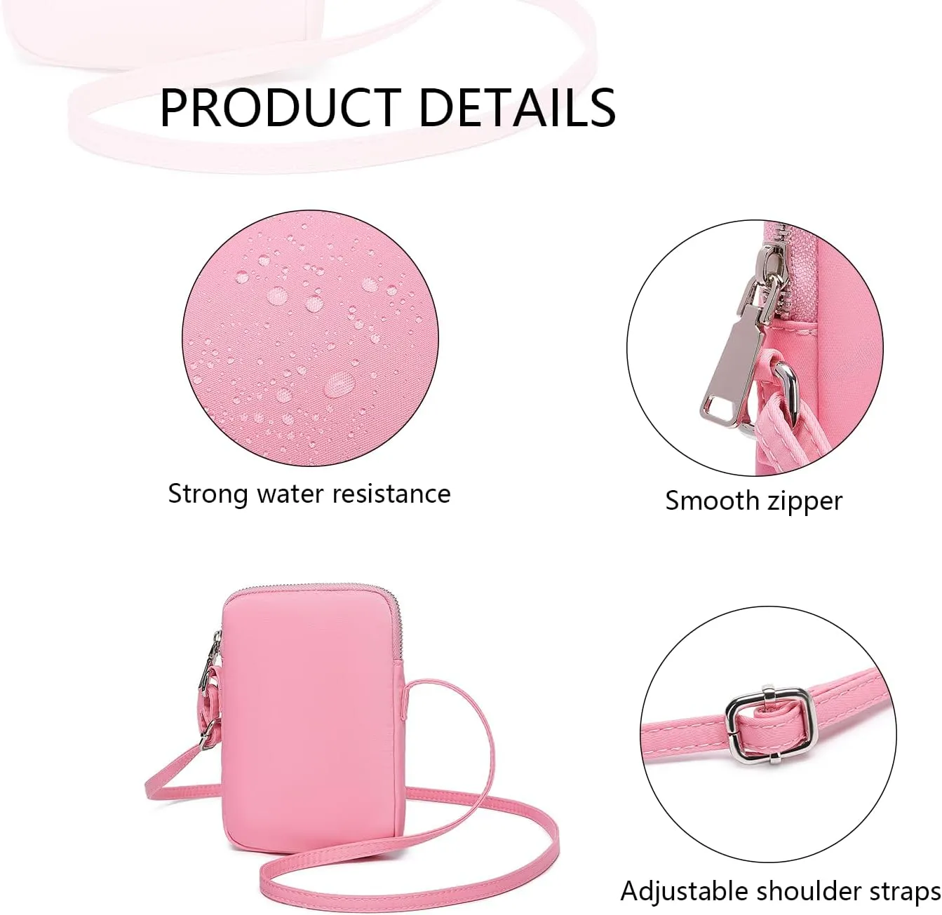 Small Crossbody Purse Zipper Cell Phone Bag Mini Shoulder Purse Wallet Smart Phone Wallet with Credit Card Solts