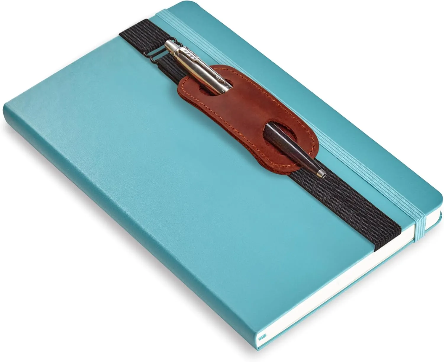 Small Leather Adjustable Pen Holder for Journals, Notebooks, Planners, Books, Pencil Sleeve Case Pouch (Cognac)