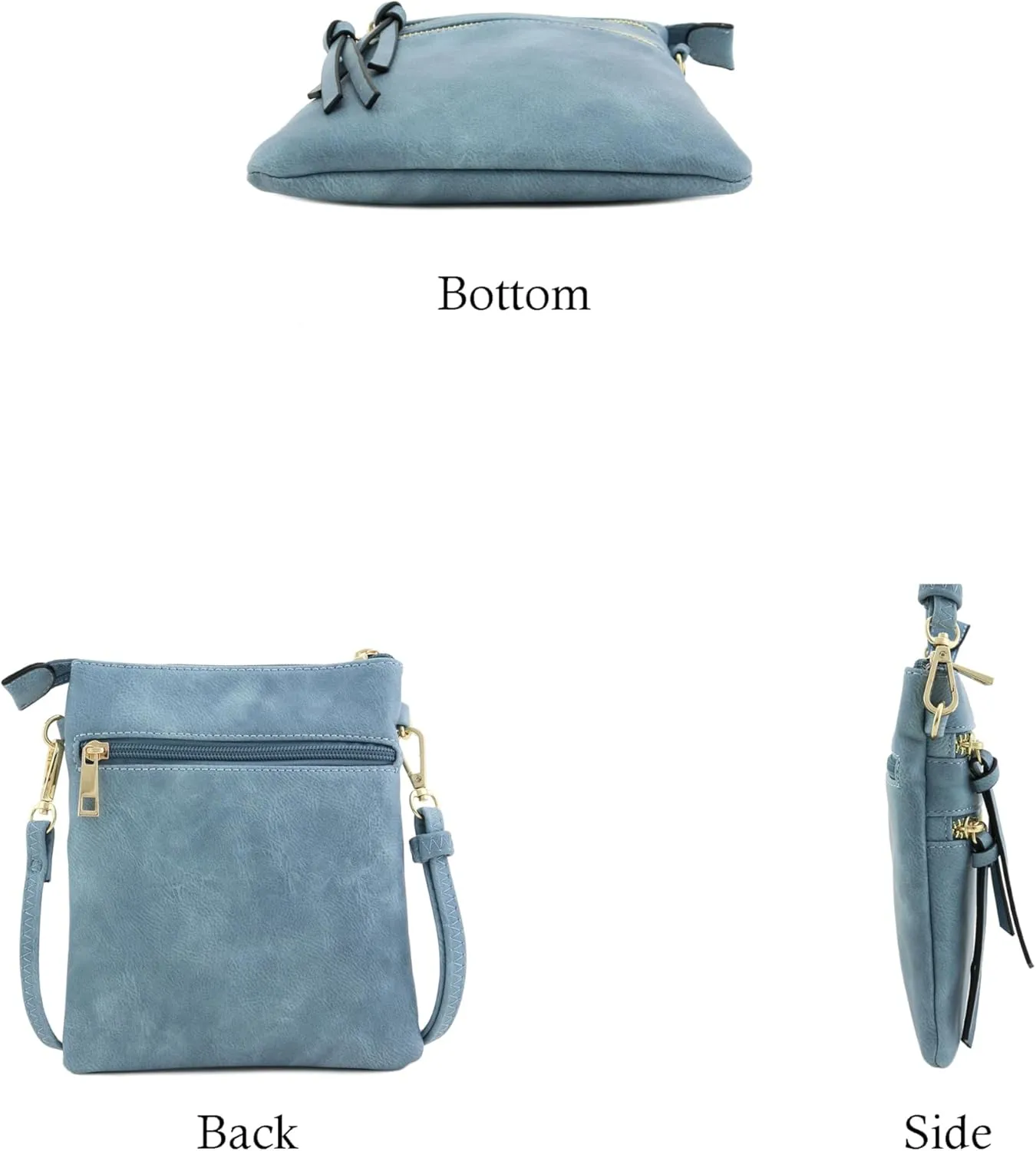 Small Lightweight Shoulder Bag for Women, Mini Multi Zipper Pocket Crossbody Handbag with Adjustable strap