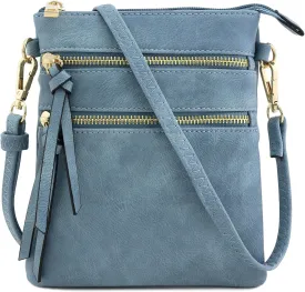 Small Lightweight Shoulder Bag for Women, Mini Multi Zipper Pocket Crossbody Handbag with Adjustable strap