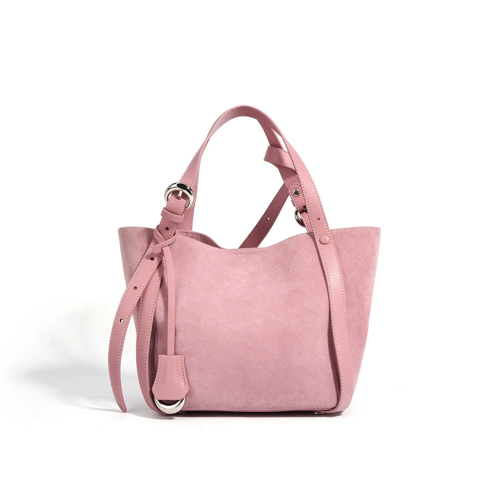 Suede Basket Bag - Baby Pink