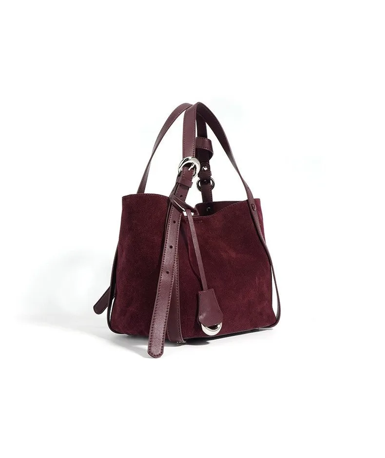 Suede Basket Bag - Baby Pink